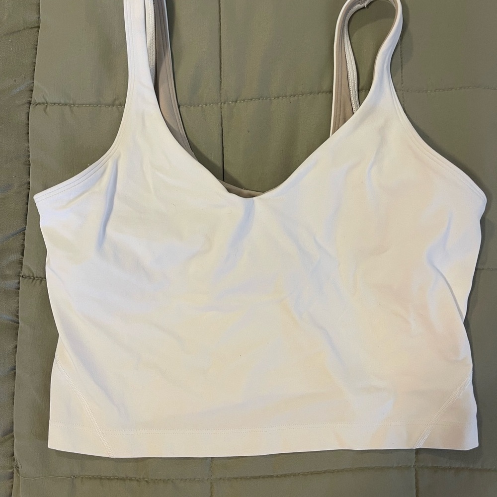 Lulu lemon White Scoop Neck Crop Tank Top